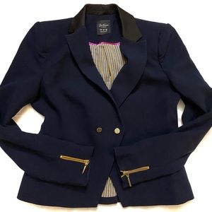 Zara Trafaluc Navy Blazer Gold Detail Size Large